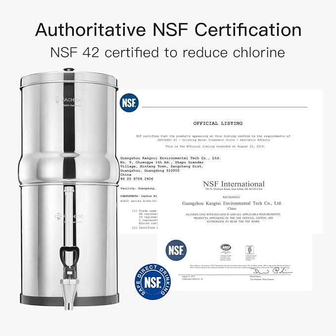 Gravity-Fed Water Filter System 2.25 Gallon with 2 Upgraded Ceramics Fluoride and Arsenic Reduction Elements, Metal Water Level Spigot, Countertop System, Reduces Fluoride and Chlorine