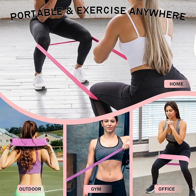 Long and Short Fabric Resistance Bands with Door Anchor 7 PCS, Non-Slip Stretch Booty Bands for Working Out Women & Men, Loop Exercise Elastic Bands for Home Physical Therapy Yoga Pilates-FlexoryFit