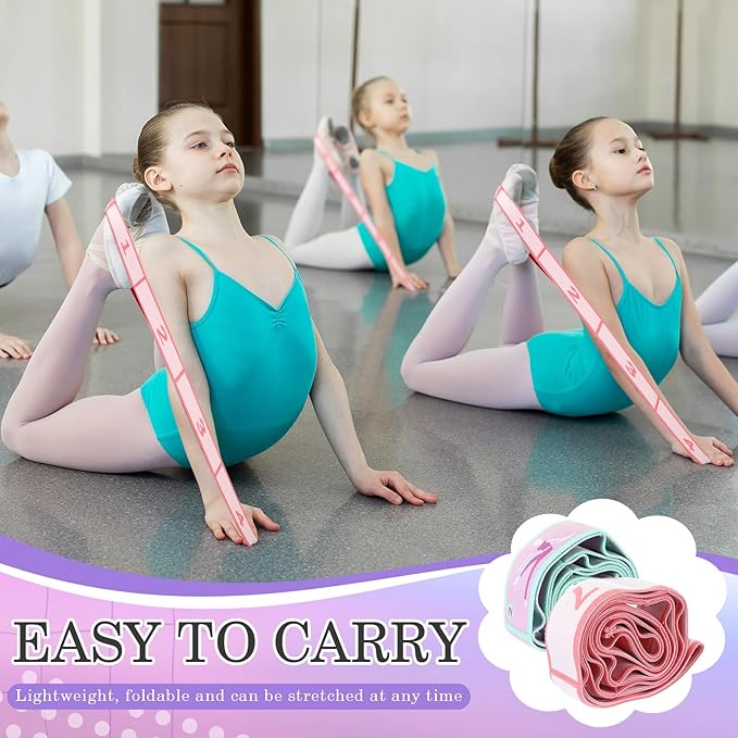 Stretch Strap for Kids Elastic Gymnastics Stretching Ballet Dance Band with 8 Loops Adjustable Exercise Training Resistance Strap for Children Stuff Pilates Latin Yoga Equipment-FlexoryFit
