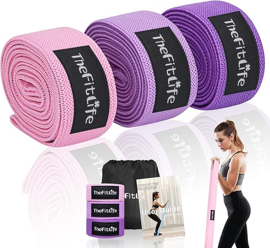 TheFitLife Resistance Exercise Bands for Women - Fabric Workout Bands for Booty, Hip, Glute, Leg, Thigh, Squat, Butt Lift Excersize and Fitness Loop Bands for Home Gym-FlexoryFit