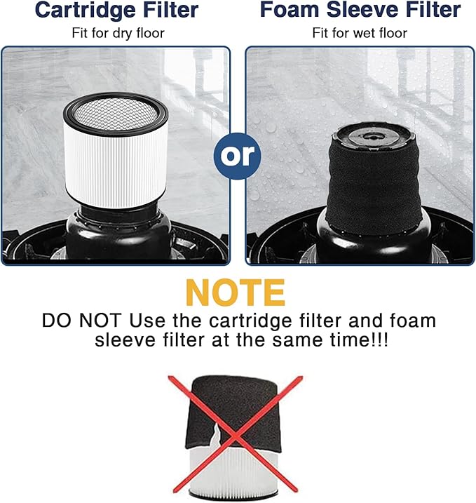 Cabiclean Foam Sleeve Filter for Shop-Vac 90304 90350 90333 Replacement for Most Wet/Dry Vacuum Cleaners 5 Gallon and Above, Compare to Part No.90304, 90585 (2+4)