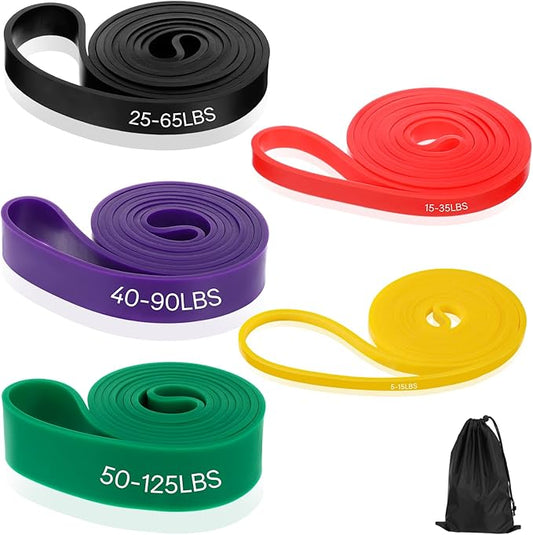 Pull Up Assist Bands with 5 Size, Resistance Band, Loop Power Exercise Band, for Home Gym Fitness, Stretching, Physical Therapy & Training-FlexoryFit