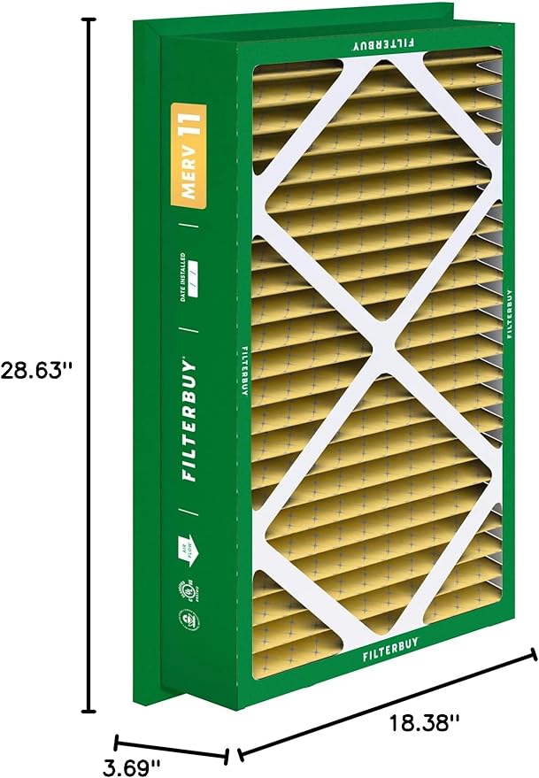Filterbuy 20x30x5 Air Filter MERV 11 (MPR 1200) Allergen Defense Replacement (3-Pack), Pleated HVAC AC Furnace Filters for Honeywell Return Grille (Actual Size: 18.38 x 28.63 x 3.69)