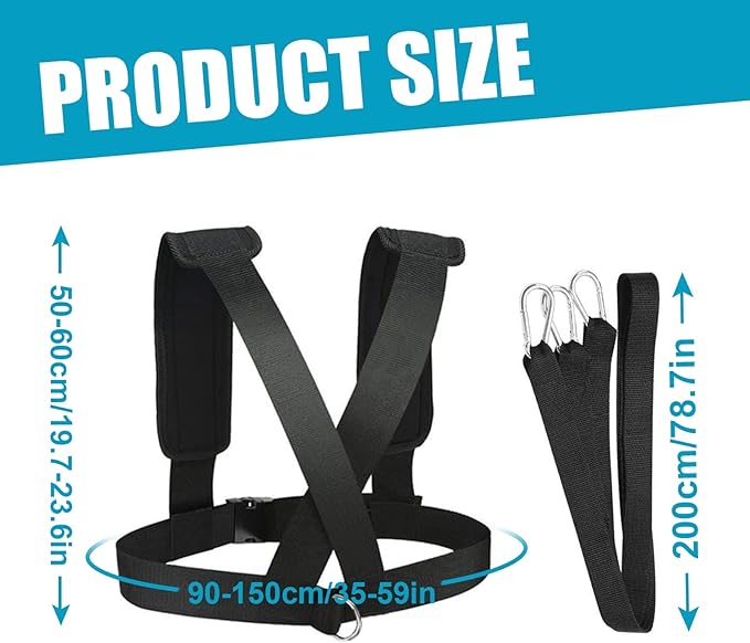 YNXing Sled Harness Workout Resistance and Assistance Trainer Physical Training Resistance Rope Kit Improving Speed, Stamina and Strength-FlexoryFit