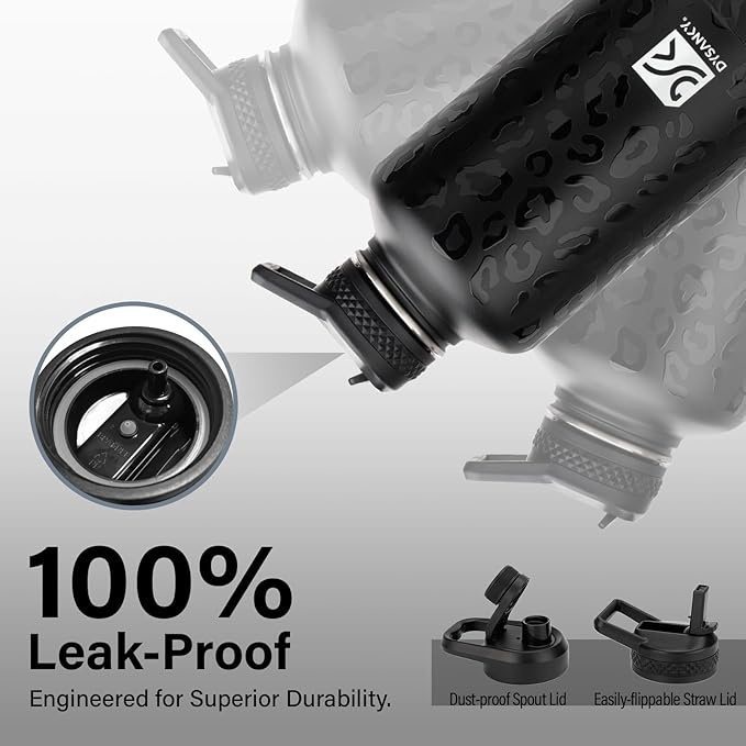 Insulated Water Bottle | Thickened Stainless Steel Vacuum Metal | Portable Sports Half Gallon Large Water Jug for Gym and Hiking with Straw, Carrier Bag, Handle Strap | BPA-Free 64 oz-FlexoryFit