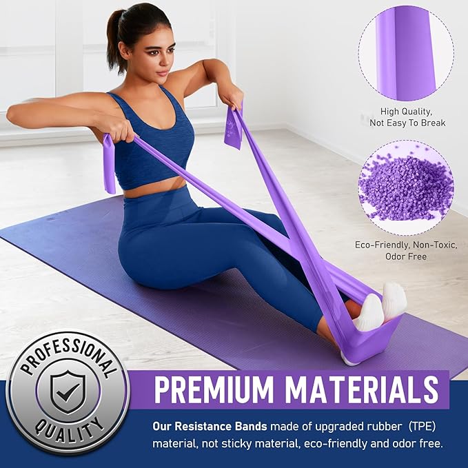 WALITO Resistance Bands for Working Out, Exercise Bands for Women and Men, Workout Bands for Physical Therapy, Stretch, Recovery, Pilates, Rehab, Strength Training and Home Gym-FlexoryFit