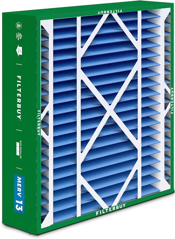 Filterbuy 20x21x5 Air Filter MERV 13 Optimal Defense (2-Pack), Pleated HVAC AC Furnace Air Filters Replacement for Lennox and Electro-Air (Actual Size: 19.88 x 20.50 x 4.38 Inches)