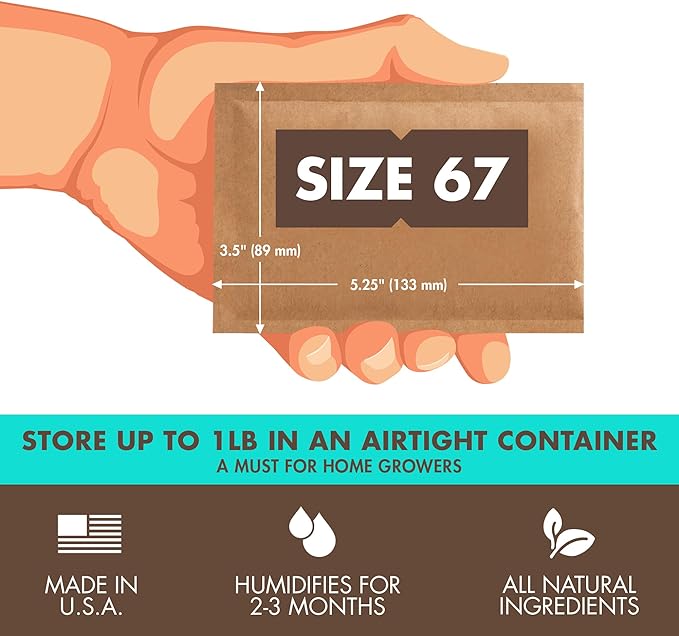 Boveda 62% Two-Way Humidity Control Pack for Storing 1 lb – Size 67 – Single – Moisture Absorber for Storage Containers – Humidifier Pack – Individually Wrapped Hydration Packet – More Sticky