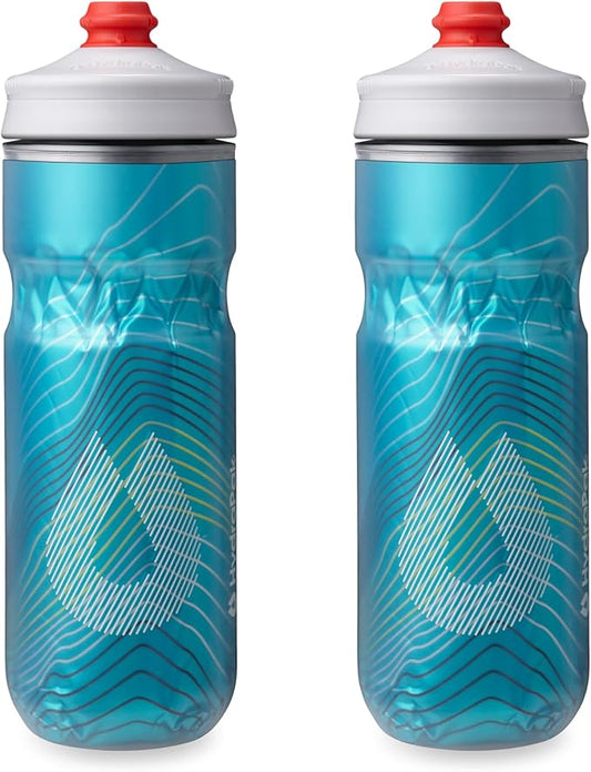 HydraPak Polar Surge Insulated Bike Water Bottle 2-Pack (20oz or 24oz) - High Flow, Fits Most Bike Cages, For Cycling & Sports-FlexoryFit