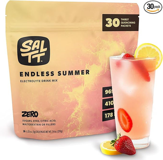 Keto Chow SALTT Electrolytes Powder Packets, Endless Summer (30 Hydration Packets) - Magnesium, Potassium, Sodium, Trace Minerals - Vegan, Sugar Free, Gluten Free - Travel Essentials - Made in USA-FlexoryFit