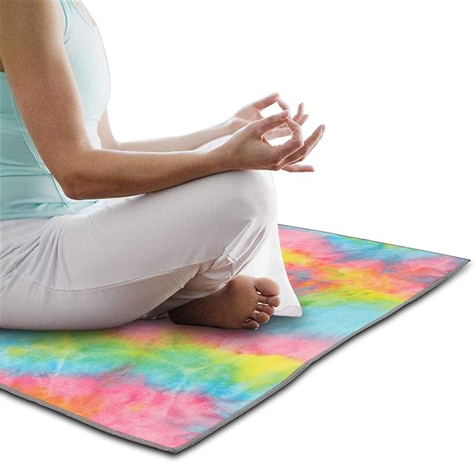Yoga Towels Non Slip Hot Yoga Towel Skidless Waffle Texture100% Absorbent Odorless Microfiber Yoga Blanket Standard Sized 24 x72 in Mat Towel,for Hot Yoga Bikram Pilates (Pink & Blue & Yellow)-FlexoryFit