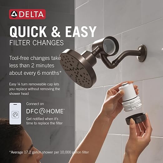 Delta Faucet Clarifi Premium Shower Filter Attachment Oil Rubbed Bronze with Additional Filter Cartridge