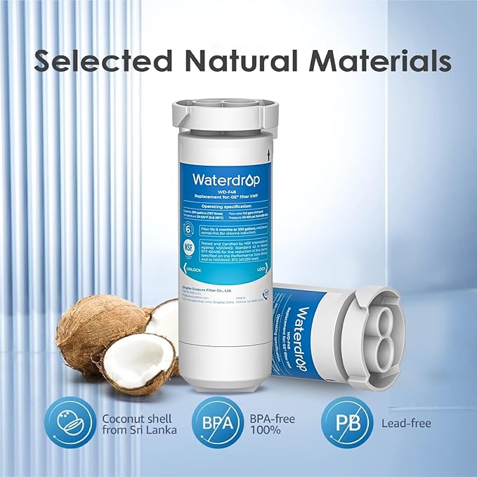 Waterdrop XWF NSF Certified Replacement for GE® XWF Refrigerator Water Filter, 1 Filter (Package may vary)
