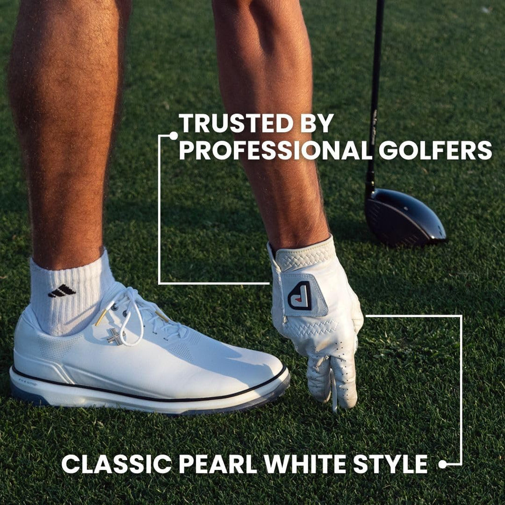 PUR3 2 Pack Golf Gloves Men | Real Genuine Cabretta Leather Glove - Super Soft Feel - Ball Marker Included - Mens Golf Gloves Left Hand or Right Hand