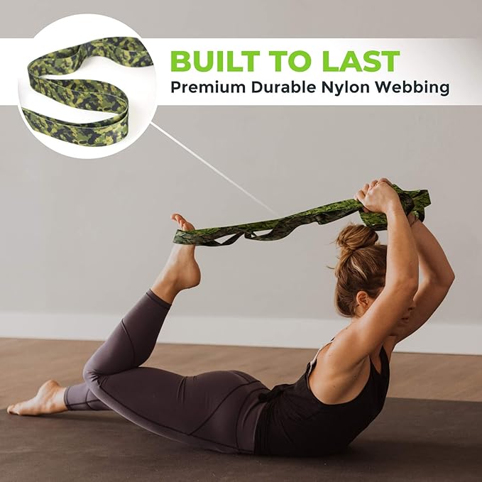 Gradient Fitness Stretching Strap for Physical Therapy, 12 Multi-Loop Stretch Strap 1.5" W x 8' L, Neoprene Handles, Physical Therapy Equipment, Yoga Straps for Stretching, Leg Stretcher.-FlexoryFit