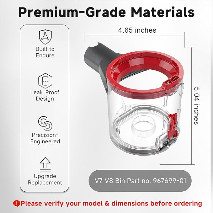 Lemige Upgraded V7 V8 Dust Bin Canister Replacement Parts - Image 3