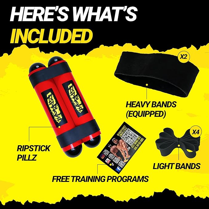 Premium RipStick Pillz, Workout Equipment for Joint Rehab, Shoulder Strength, Resistance Training, and Muscle Building, with 6 Adjustable Resistance Bands-FlexoryFit