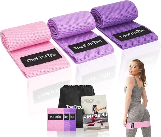 TheFitLife Resistance Exercise Bands for Women - Fabric Workout Bands for Booty, Hip, Glute, Leg, Thigh, Squat, Butt Lift Excersize and Fitness Loop Bands for Home Gym-FlexoryFit