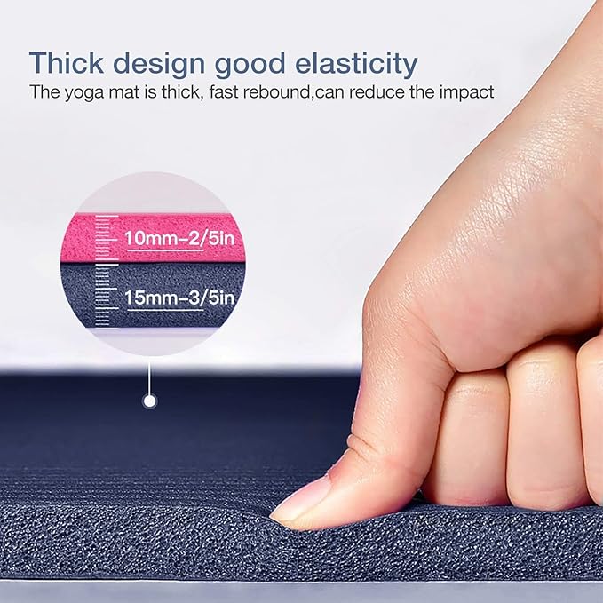Thick Yoga Mat Non Slip, Large Size 72" L x 32" W x 0.6" TH, Premium Exercise & Fitness Mat with Carrying Strap and Bag, Workout Mats for Home-FlexoryFit