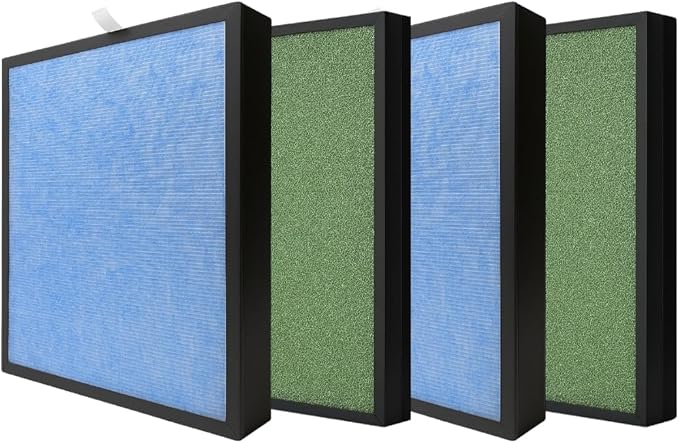 Nispira 4-in-1 True HEPA Activated Carbon Replacement Filter Compatible with HSP002 Smart 2.0 Air Purifier, 4 Packs