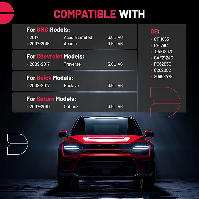 BDFHYK 1PC CF11663 Cabin Air Filter with Activated Carbon Compatible with Buick Enclave, Chevrolet Traverse, GMC Acadia Limited/Acadia, Saturn Outlook 3.6L