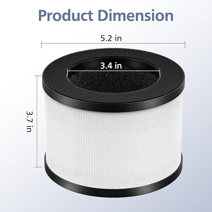 2 Pack TZ-K1 HEPA Replacement Filter Compatible with FreAire KN6391, Compatible with ToLife TZ-K1, Compatible with MK-01 MK-06, MJ012H, 3-in-1 HEPA Filter Replacement for Smoke Pollen, White