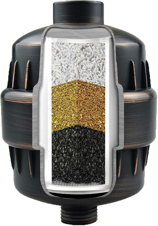 Shower Filter Enhanced Formula Multi-Stage Output Filter Chlorine Heavy Metals and Other Sediments - Suitable for People with Sensitive and Dry Skin and Scalp(Oil-Rubbed Bronze)
