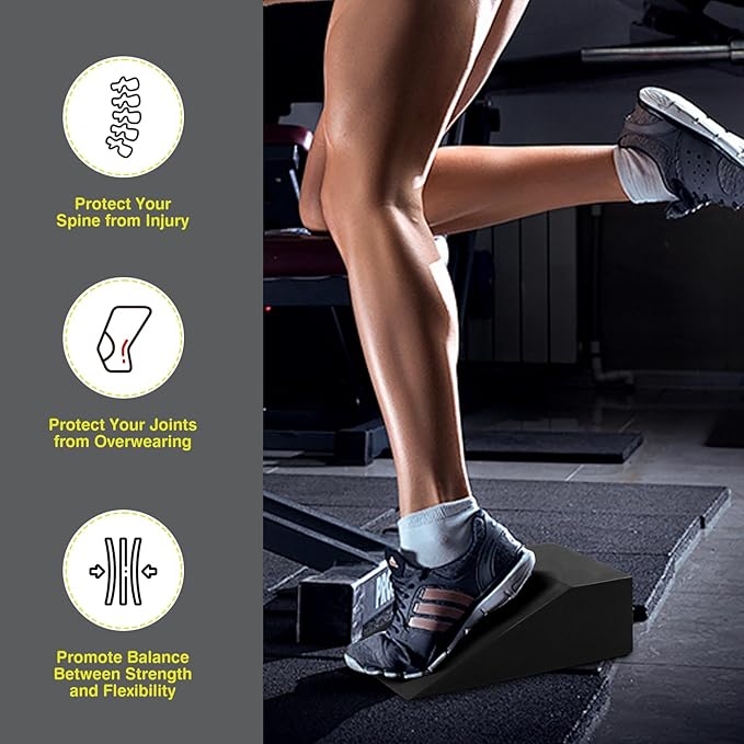 Foam Wedge Slant Board, 2 Pack Squat Wedge for Yoga, Calf Stretching, Physical Therapy & Foot Rehabilitation - Exercise Blocks for Squats, Balance, Pushup & Pilates (Black)-FlexoryFit