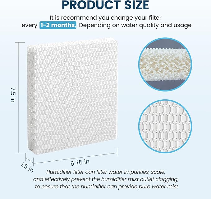 Colorffullife 4 Pack Humidifier Filter T for Honeywell Top Fill Tower Humidifier HEV615, HEV620, Replacement HFT600 Filter T