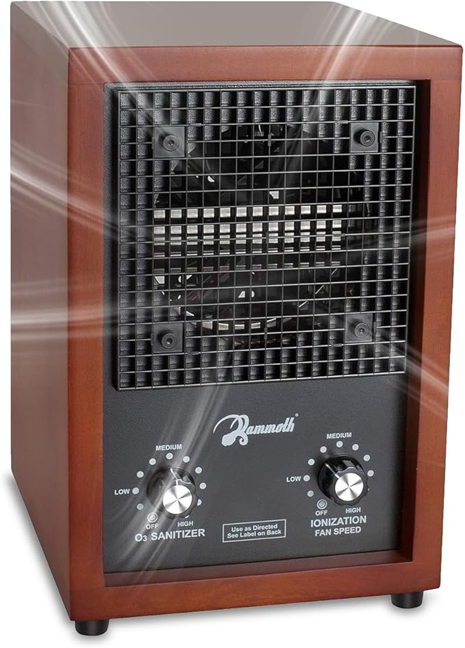 Mammoth Ion and Ozone Generator 3000 mg/hour, Adjustable up to 3,500 SqFt Ionizer & Deodorizer Ozone Odor Eliminator- Ozone Machine Wooden Design Ideal for Dust, Pollen, Pets & Smoke Smell
