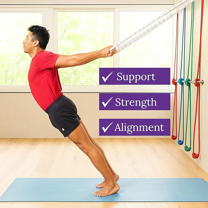 Yogikuti Iyengar Yoga Wall Rope Pair Premium Quality Cotton & Polyester Ropes for Restorative & Anti-Gravity Poses-FlexoryFit