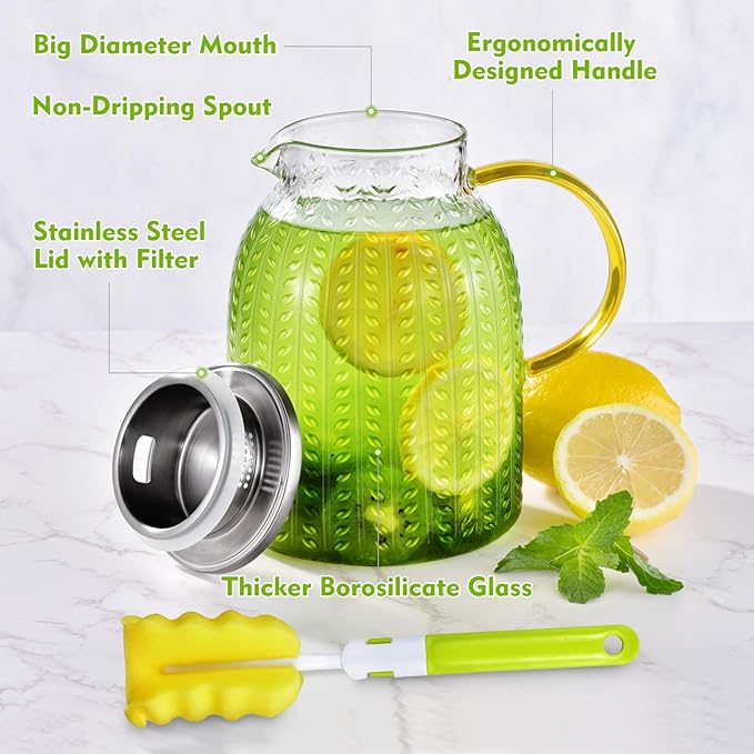 Aofmee 60oz Glass Pitcher, Water Pitcher - Image 5