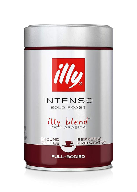 Illy Intenso Ground Espresso Coffee, Bold Roast, Intense, Robust And Full Flavored With Notes Of Deep Cocoa, 100% Arabica Coffee, No Preservatives, 8.8 Ounce (Pack Of 1)-FlexoryFit
