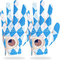 FINGER TEN Golf Gloves Men Right Handed Golfer Left Hand with Ball Marker 2 Pack Leather Breathable Comfortable Weathersof Grip Size Small Medium ML Large XL