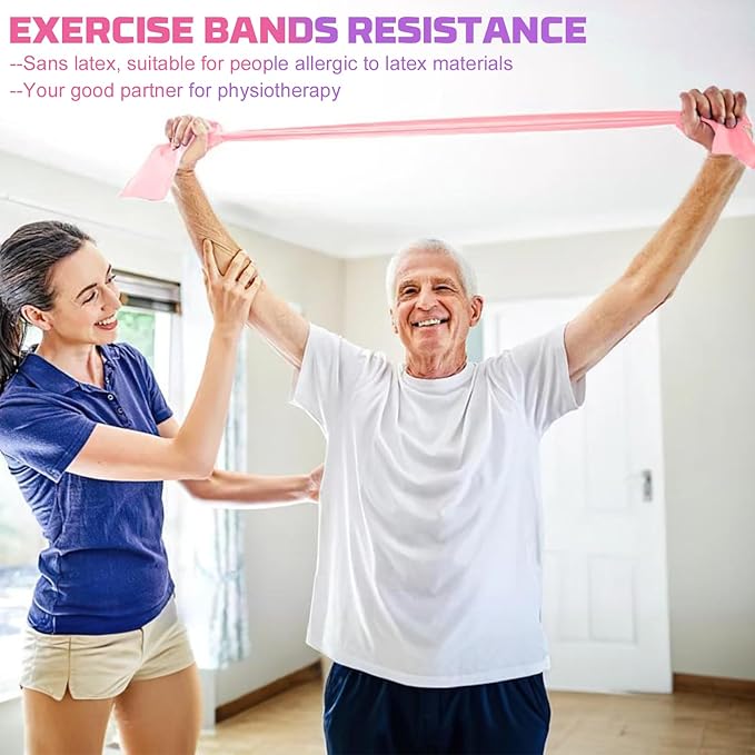 5 Pcs Resistance Bands, Professional Exercise Bands Elastic Stretch Bands for Fitness Yoga Pilates Stretching Strength Training, Workout Bands for Women and Men Home Gym-FlexoryFit
