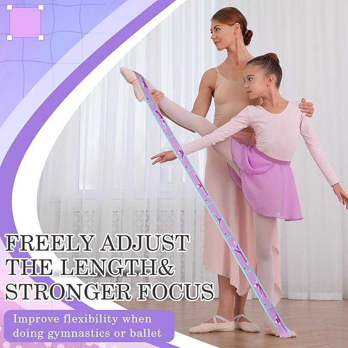 Stretch Strap for Kids Elastic Gymnastics Stretching Ballet Dance Band with 8 Loops Adjustable Exercise Training Resistance Strap for Children Stuff Pilates Latin Yoga Equipment-FlexoryFit