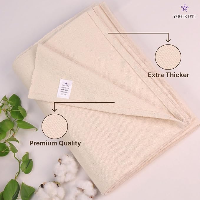 Yogikuti Iyengar Cotton Yoga Blanket Set of One – Thick Handwoven Yoga Blankets for Restorative Yoga, Meditation & Pranayama – Premium Cotton Yoga Blanket for Support & Comfort in Pranayama-FlexoryFit