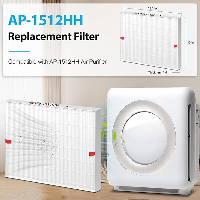 Airmega AP-1512HH Replacement Filter Compatible with Coway Airmega AP-1512HH and Airmega 200M, AP-1512HH-FP, AP-1518R, AP-1519P, Part No. 3304899, 3-Pack