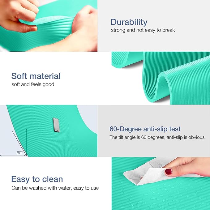 Thick Yoga Mat Non Slip, Large Size 72" L x 32" W x 0.6" TH, Premium Exercise & Fitness Mat with Carrying Strap and Bag, Workout Mats for Home-FlexoryFit