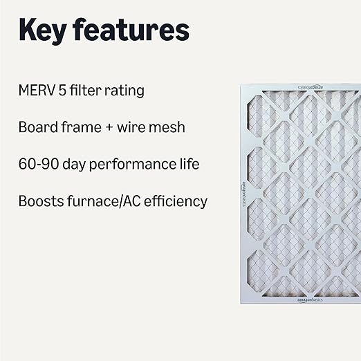 Amazon Basics Merv 5 AC Furnace Air Filter 16x25x1 inches, Pack of 6 (Actual size: 15.75" x 24.75" x 0.75")