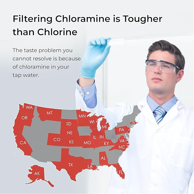Waterdrop TSB-CM Under Sink Water Filter System Reduce Chloramine for CA, FL and Washington, D.C., NSF/ANSI 42 Certified Element, Reduces Chloramine, Chlorine, with Brushed Nickel Faucet
