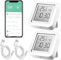 Flutesan 2 Pcs Smart Wireless Temperature Monitor Humidity Monitor Wireless Hygrometer Thermometer Digital Room Compatible with APP Notification Alert and LCD Display House