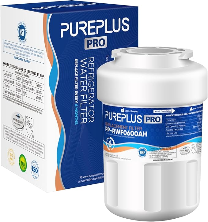 PUREPLUS NSF/ANSI 401, 53, 42 & NSF P473 Certified Replacement for HDX FMG-1, PL-100, WFC1201, PC75009, RWF1060, RWF0600A, 469991 Refrigerator Cartridge,1Pack