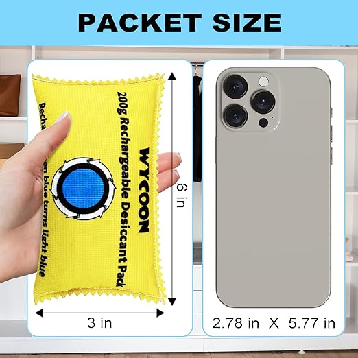 200g Rechargeable Desiccant Pack of 5, Moisture absorbers Bag, Desiccant Dehumidifier bag, Dehumidifier for Home Closets,Gun Safe, and Cars