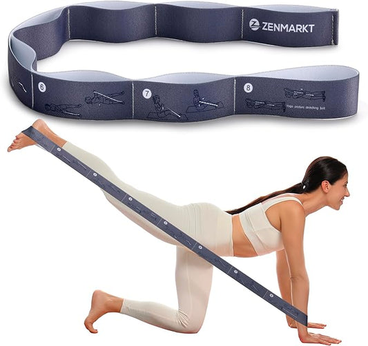 Yoga Strap for Stretching - 8 Loops Stretching Strap - Essential Yoga Accessories for Flexibility and Enhanced Stretching - Ideal Stretch Strap in Yoga and Pilates-FlexoryFit