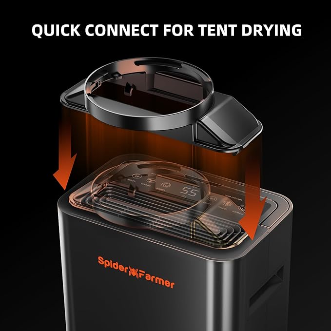 Spider Farmer Upgraded Dehumidifier with Drain Hose 2000 Sq.Ft.Dehumidifier with Smart Humidity Control Display, Air Duct, 24-Hour Timer, Provides Powerful Dehumidification for Grow Tent and Home