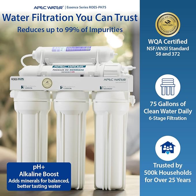 APEC Water ROES-PH75, 6-Stage Alkaline Under Sink Reverse Osmosis Water Filter - Image 2