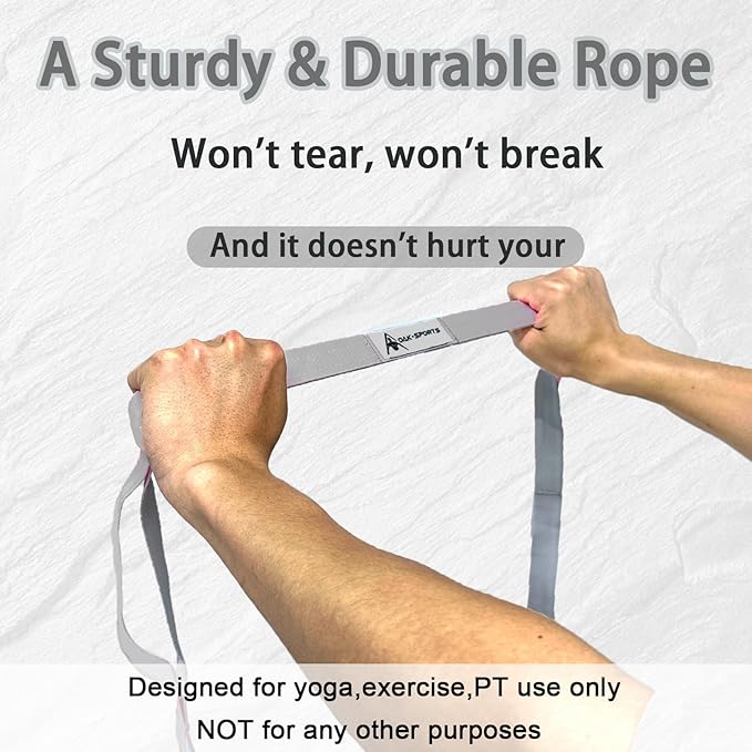 Stretching Strap Yoga Strap with Loops, Stretch Straps for Physical Therapy, Non-Elastic Exercise Strap for Pilates, Dance and Gymnastics with Workout Guide-FlexoryFit
