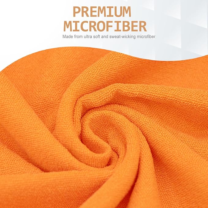 Eunzel Yoga Towel,Hot Yoga Mat Towel with Grip Dots Sweat Absorbent Non-Slip for Hot Yoga, Pilates and Workout 24" x72", Orange-FlexoryFit