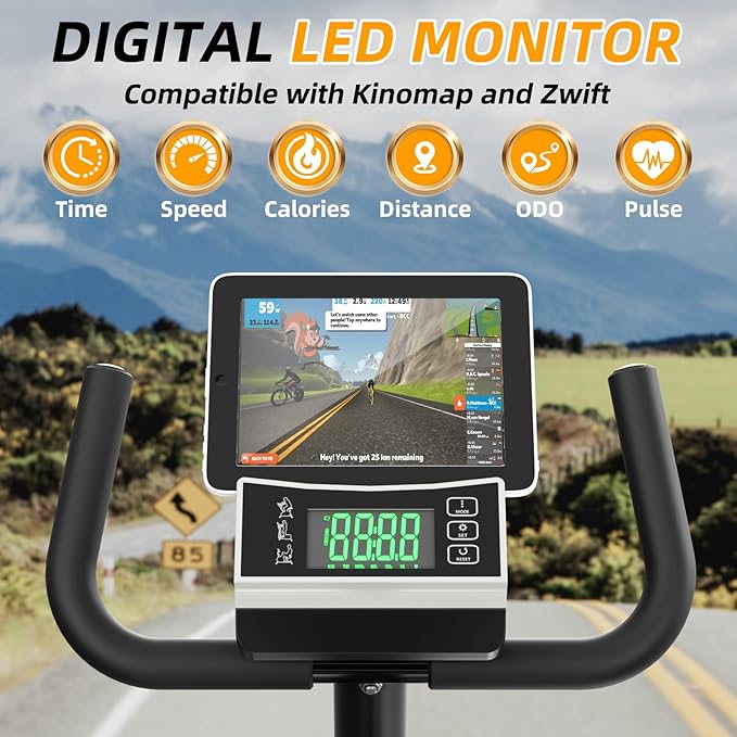 VANSWE Recumbent Exercise Bike for Adults Seniors - Recumbent Bikes for Home with Magnetic Resistance, Bluetooth and App Connectivity, Pulse Sensor-FlexoryFit